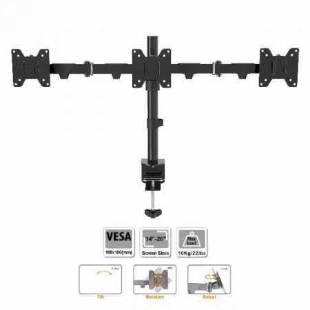 SUPPORT 3 ECRAN PC BRAS SIMPLE FDM-613 , 14- 26, 10KG